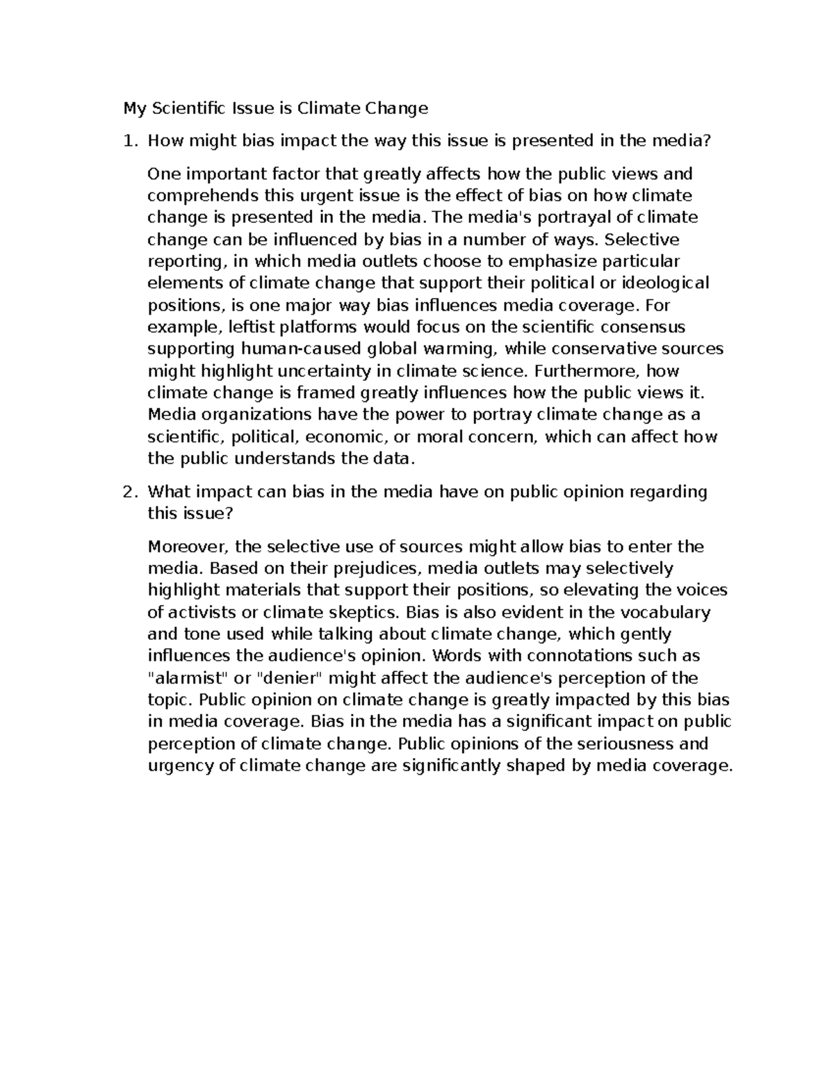 SCI Discussion 2 - PLEASE DO NOT COPY - My Scientific Issue is Climate ...