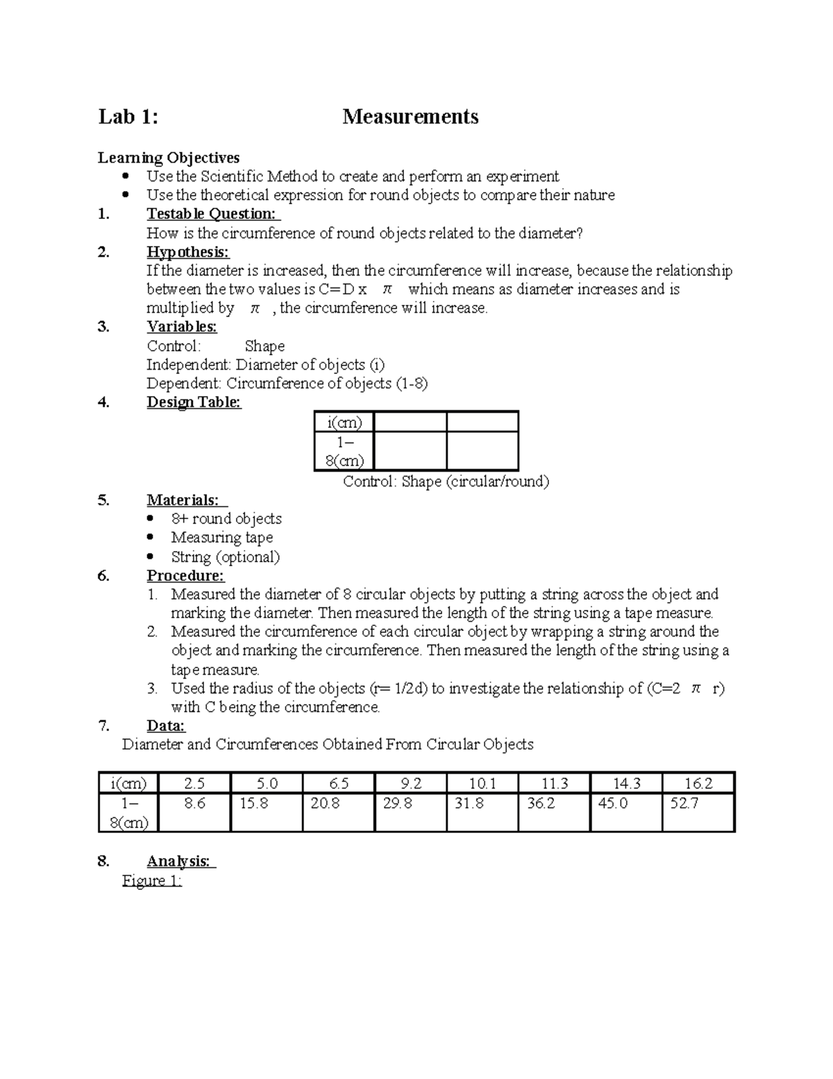 Measurements Lab for Physics 111 Lab - Lab 1: Measurements Learning ...