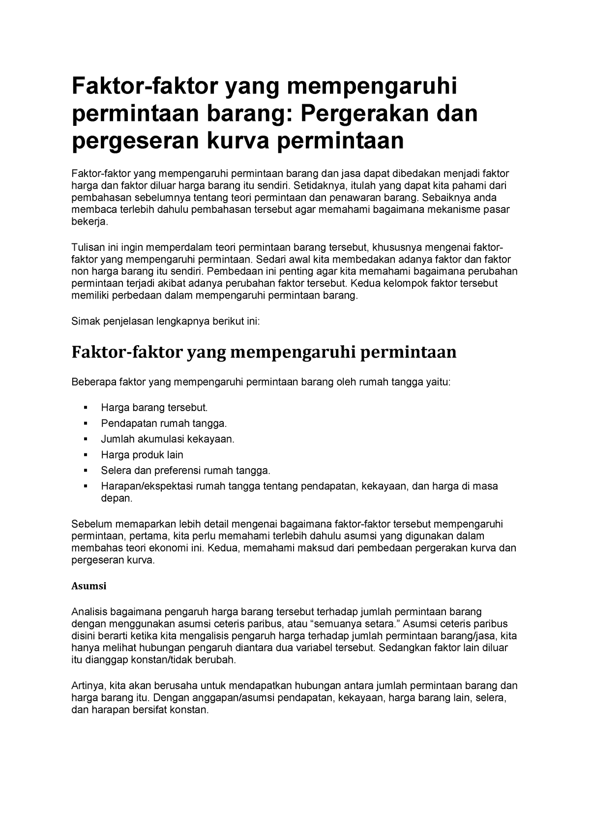 Faktor Faktor Yang Mempengaruhi Permintaan Barang - Faktor-faktor Yang ...