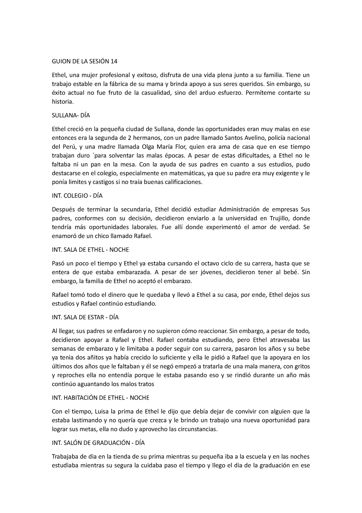 Guion Sesion 14 Informacion Importante De La Guia 14 Guion De La SesiÓn 14 Ethel Una Mujer