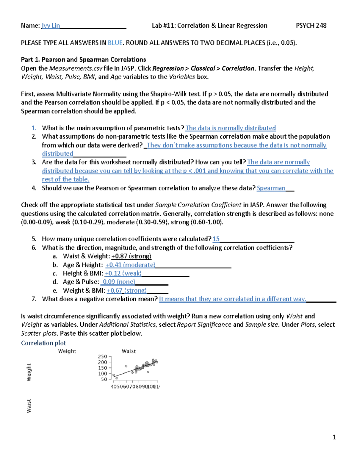 Lab 12 Worksheet lab 12 1 Name Ivy Lin Lab 11 Correlation