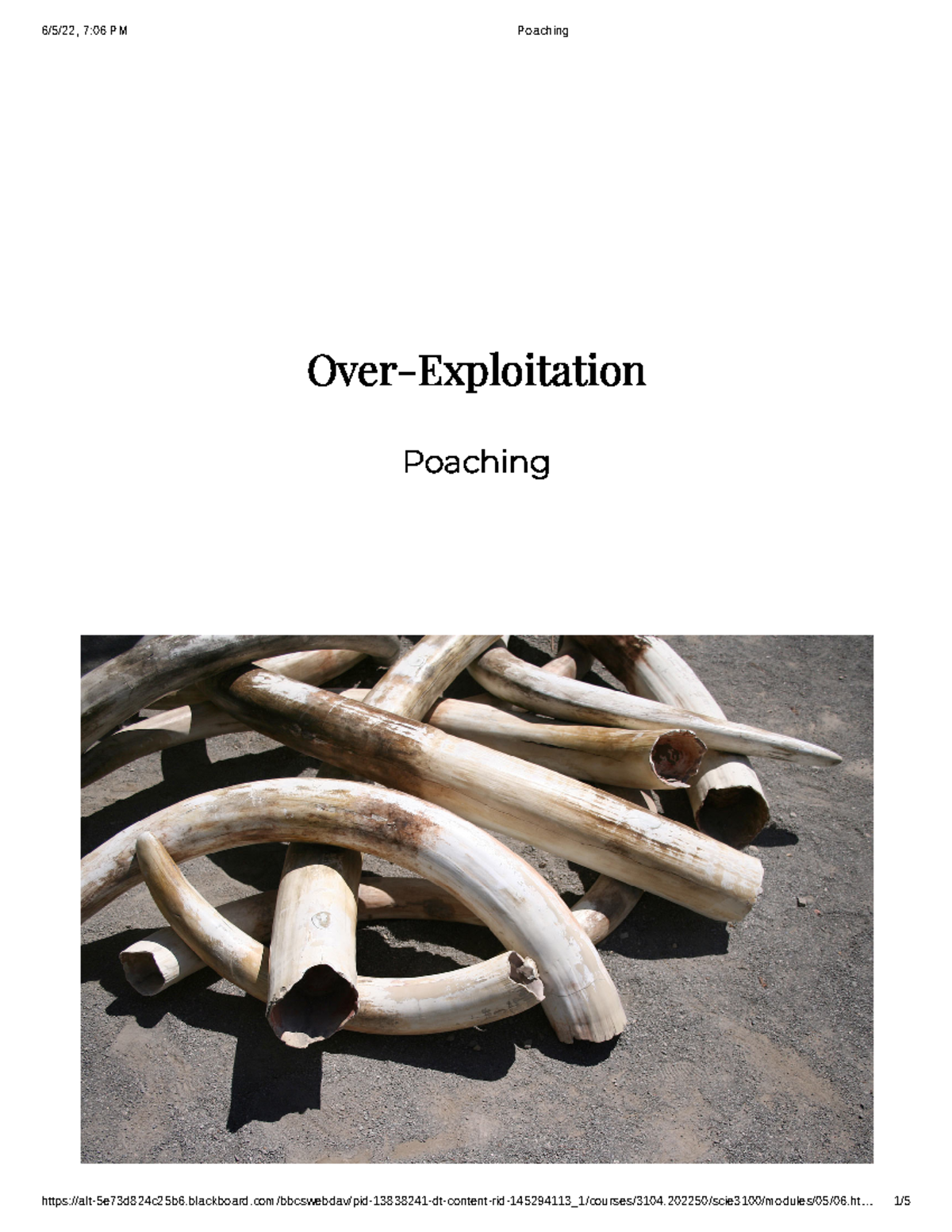 Poaching - N/A - Over-Exploitation Poaching Poaching is the illegal ...