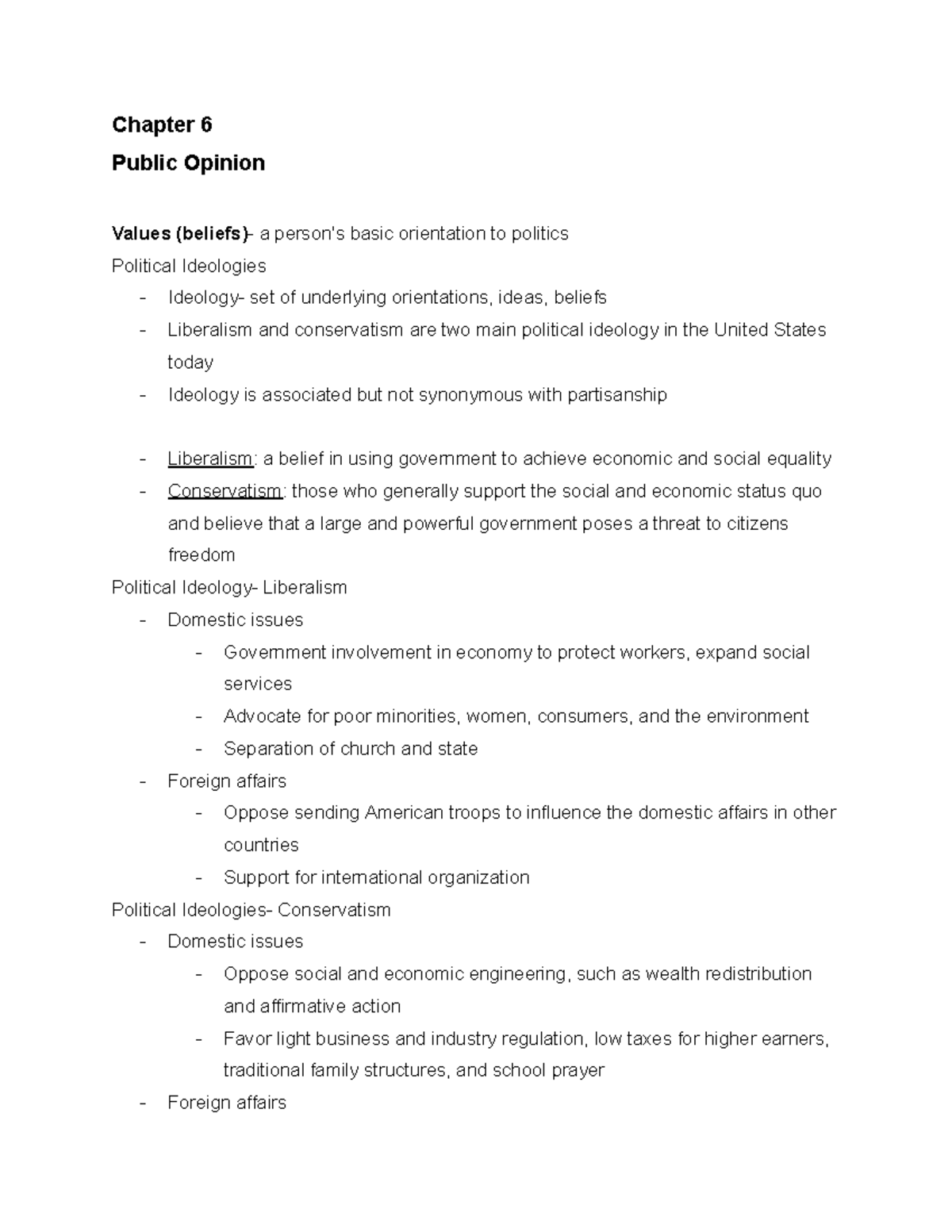 US Gov Chapter 6 - Lecture notes, used for exams - Chapter 6 Public ...