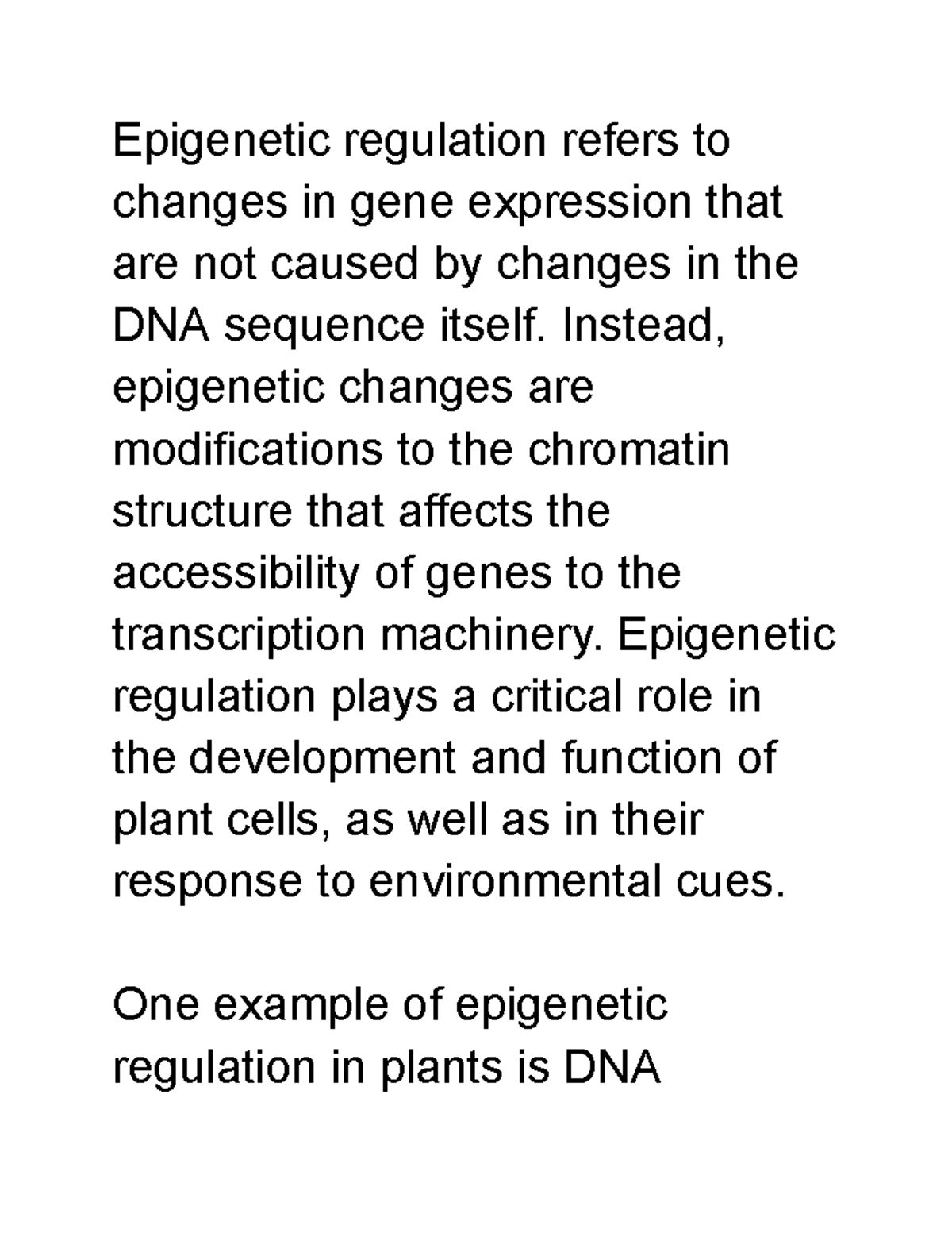 Lecture Note - Epigenetic Regulation Of Gene Expression In Plant Cells ...