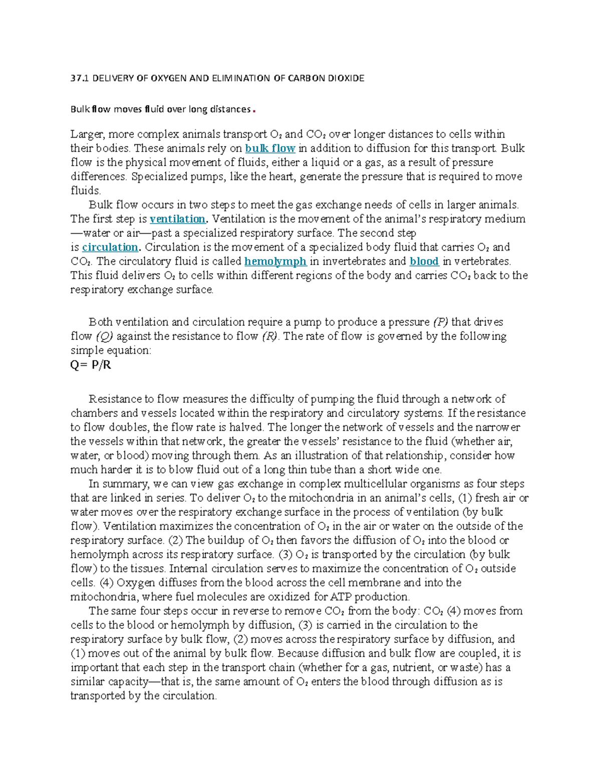 Chapter 37 - Biology: How Life Works - 37 DELIVERY OF OXYGEN AND ...