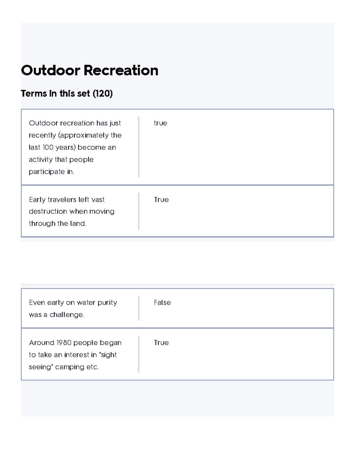 Outdoor Recreation Flashcards Quizlet Outdoor Recreation Terms in