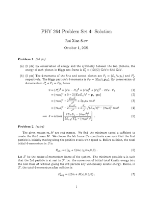 PHY264 Pset0 Solution - PHY 264 Problem Set 0 Solution Rui Xian Siew ...