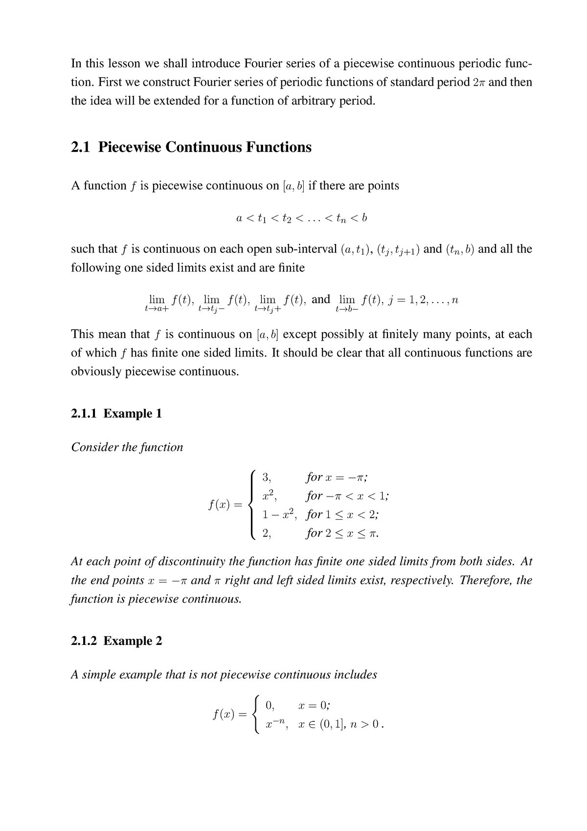 Lecture-2 Fs - Lecture 2 Notes On Fourier Series - In This Lesson We Shall Introduce Fourier ...