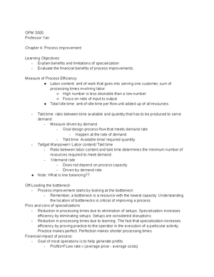 Opm 2 7 Notes - Professor Yan Opm 3000 Notes: * Understand How To Draw ...