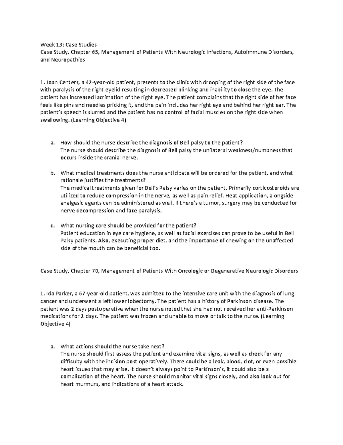 Week 13 case study Michelle Byfield - Week 13: Case Studies Case Study ...