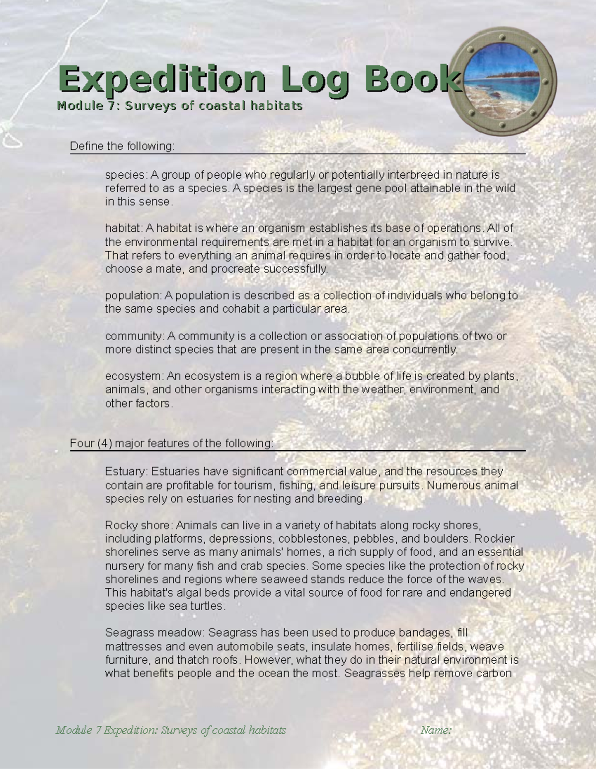 Log Book 7 - Log book 7 - Expedition Log BookExpedition Log Book Module ...