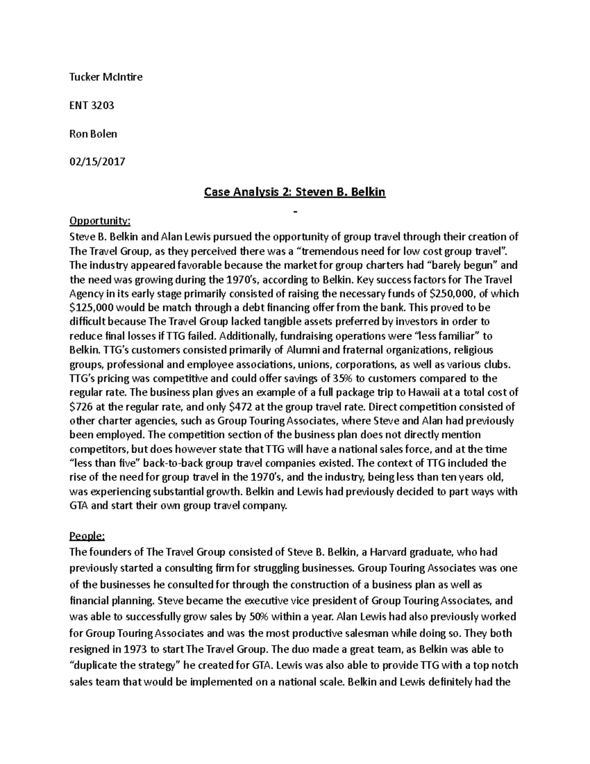 Caes2 ENT - Students must write a case analysis - Tucker McIntire ENT ...