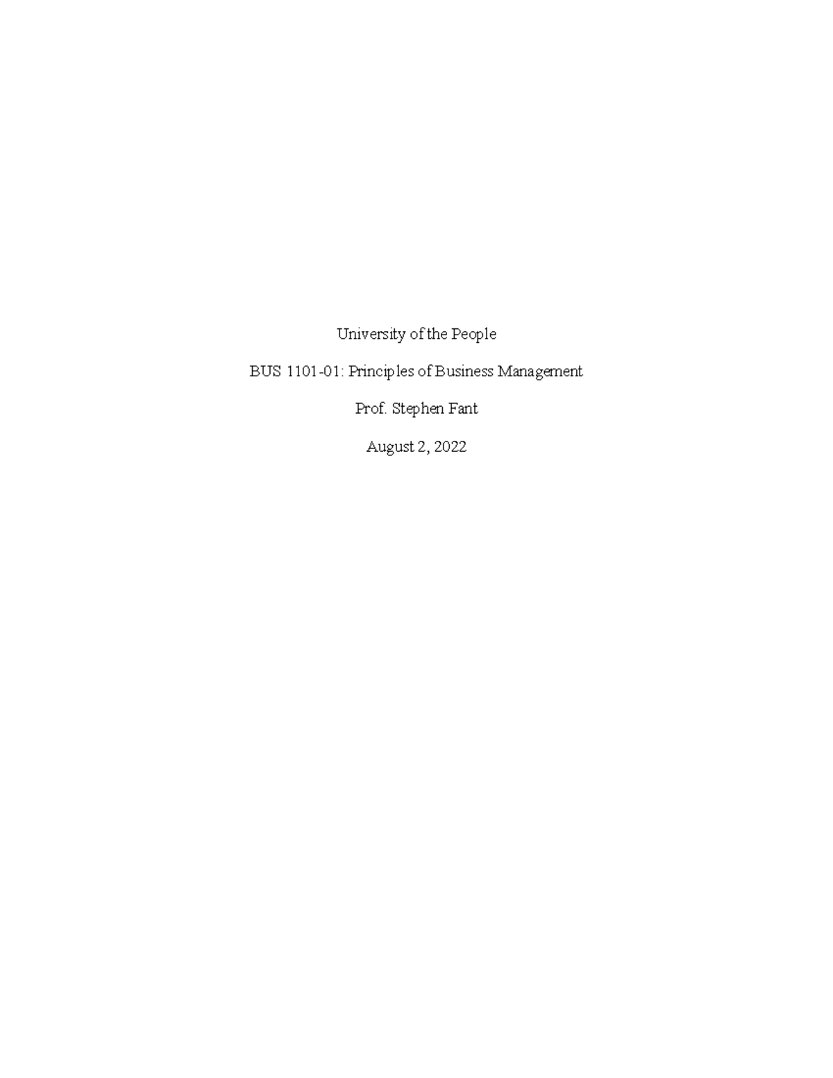 Written Assignment Unit 7 - University of the People BUS 1101-01 ...
