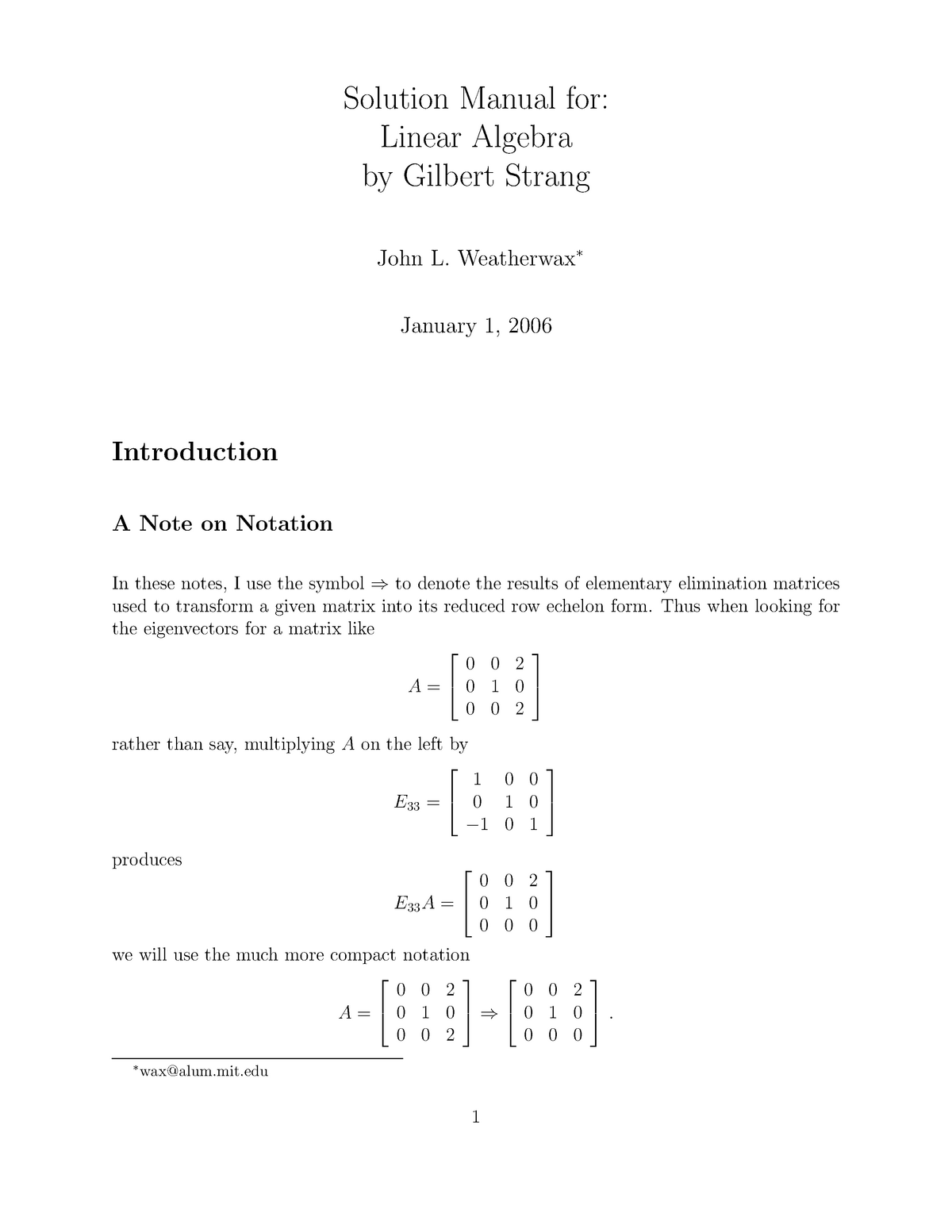 Linear Algebra Gilbert Book Solution - Solution Manual For: Linear ...