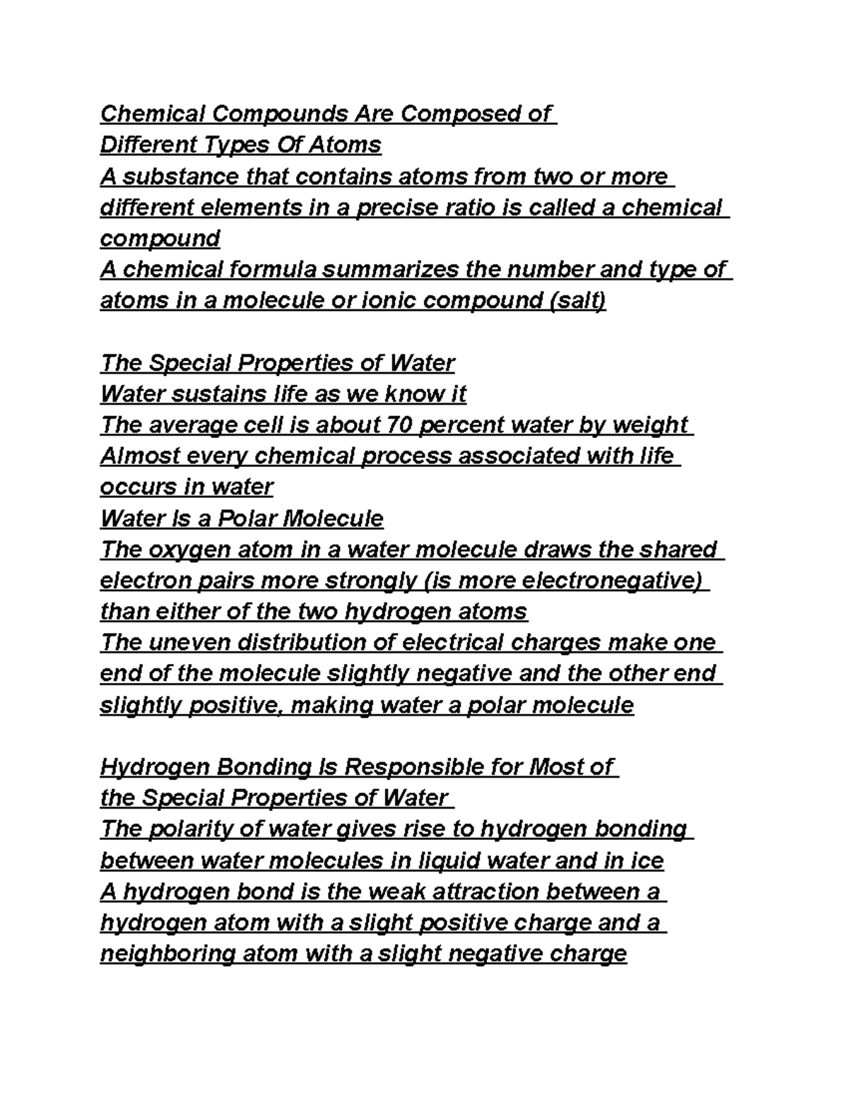 Chapter 1 Reading Response - Chemical Compounds Are Composed of ...