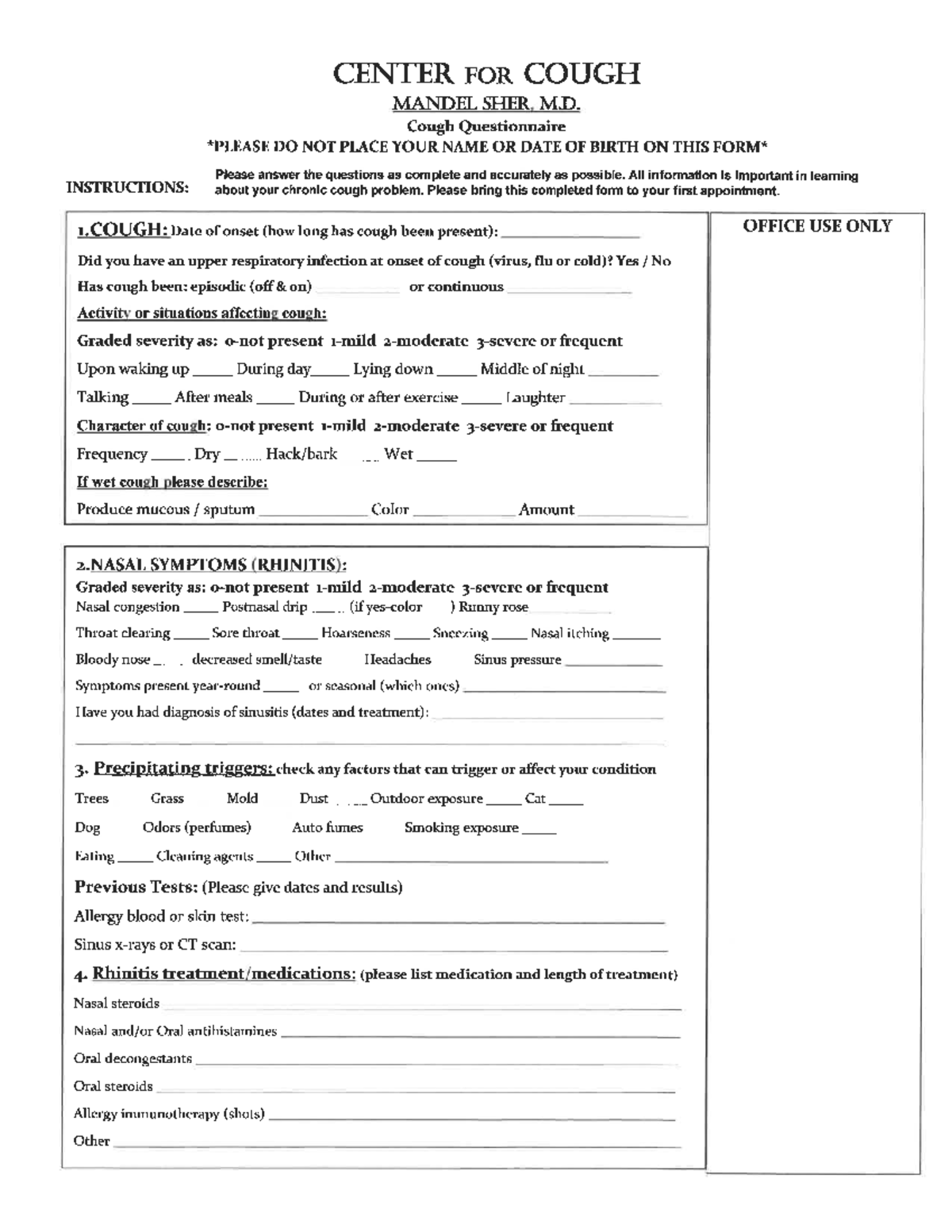 Cough questionaire - bacheclor of unani medicine - Studocu