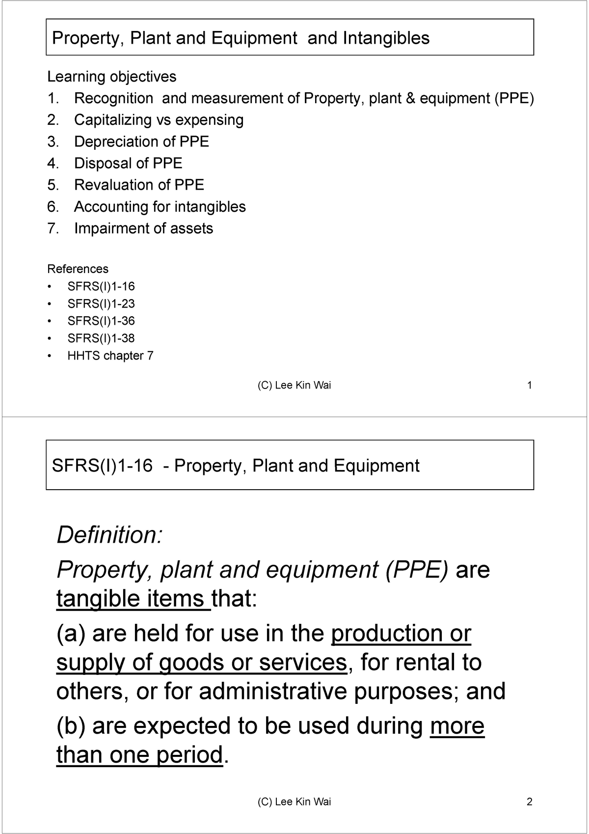 AC6100 PPE Property, Plant and Equipment and Intangibles Learning