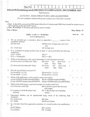 PYQ OF DATA STRUCTURES - 23. a. Write an algorithm to convert an infix ...