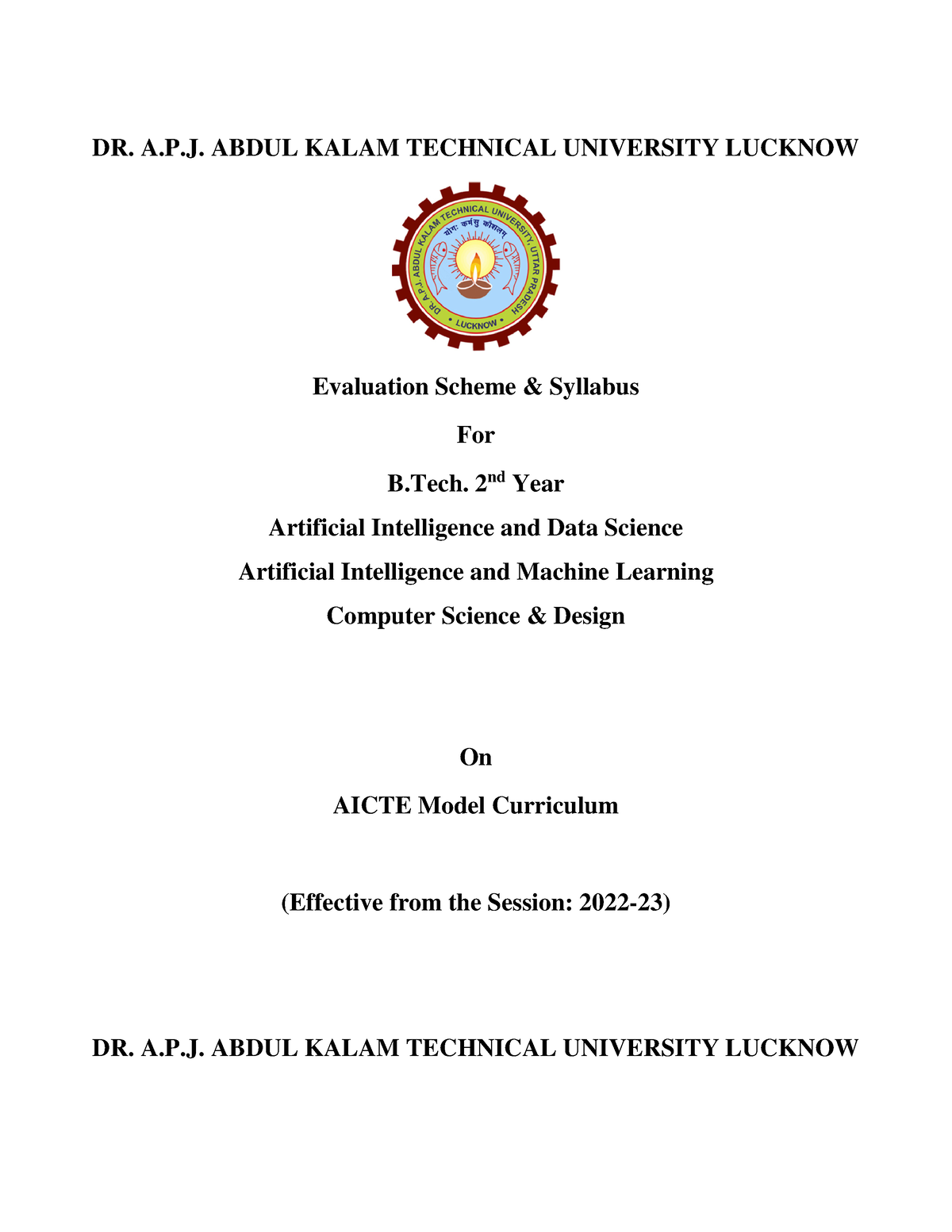 Syllabus B Tech 2nd Year - DR. A.P. ABDUL KALAM TECHNICAL UNIVERSITY ...