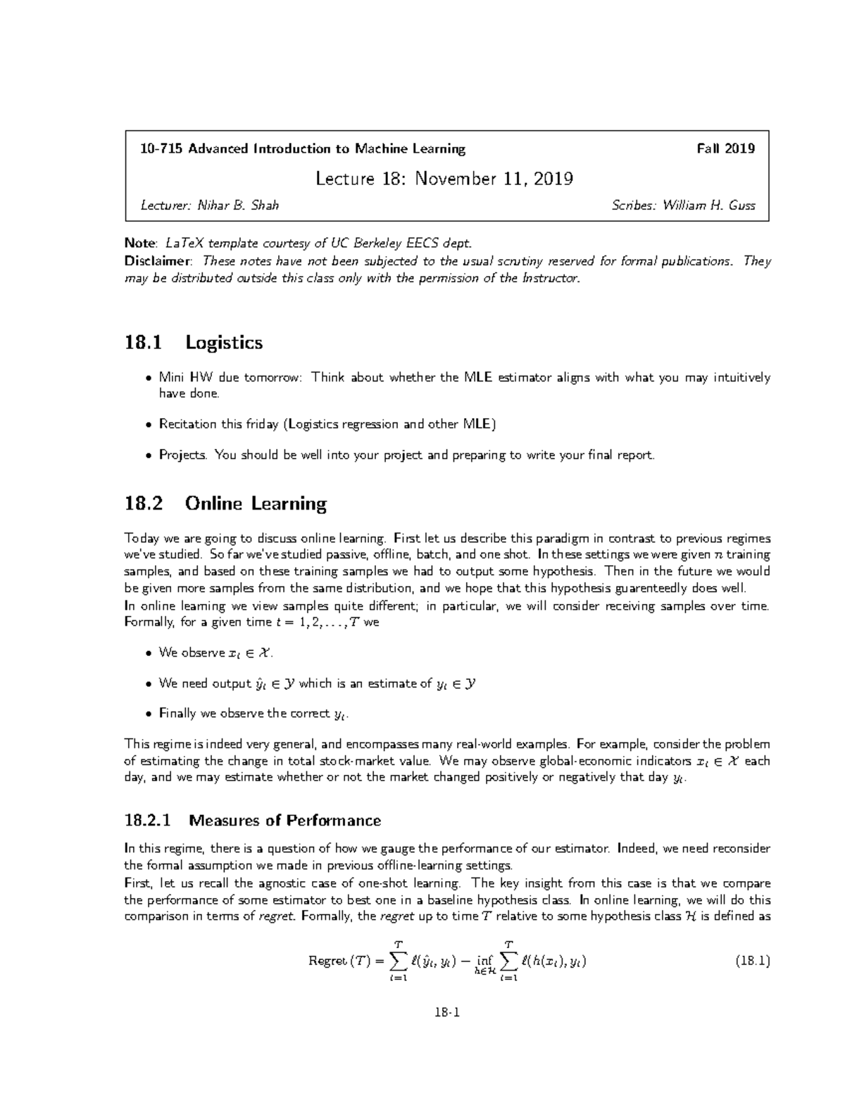 11-11 - good notes - 10-715 Advanced Introduction to Machine Learning ...
