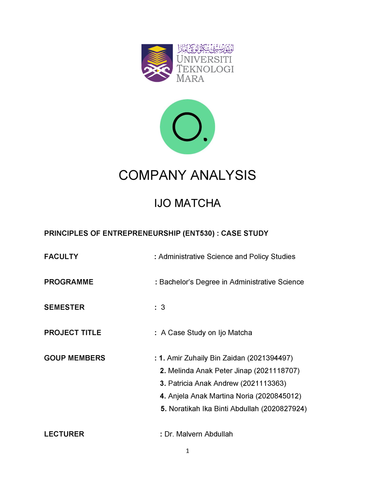 ent530 group assignment case study