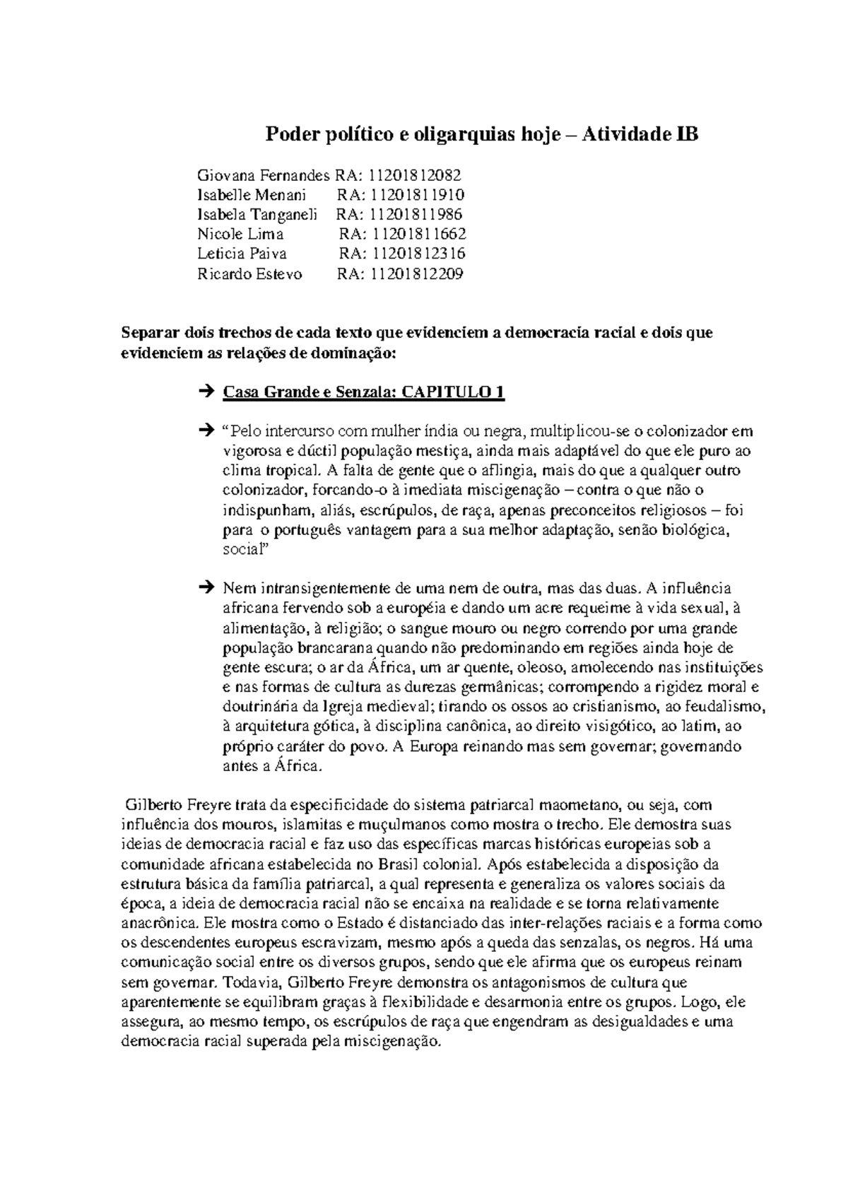 Atividade IB - Poder Político E Oligarquias Hoje – Atividade IB Giovana ...