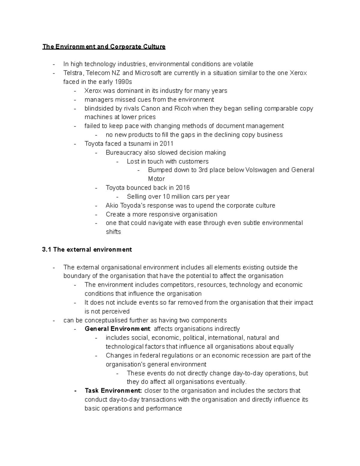 Principles of management - Chapter 3 - Lecture notes - The Environment ...