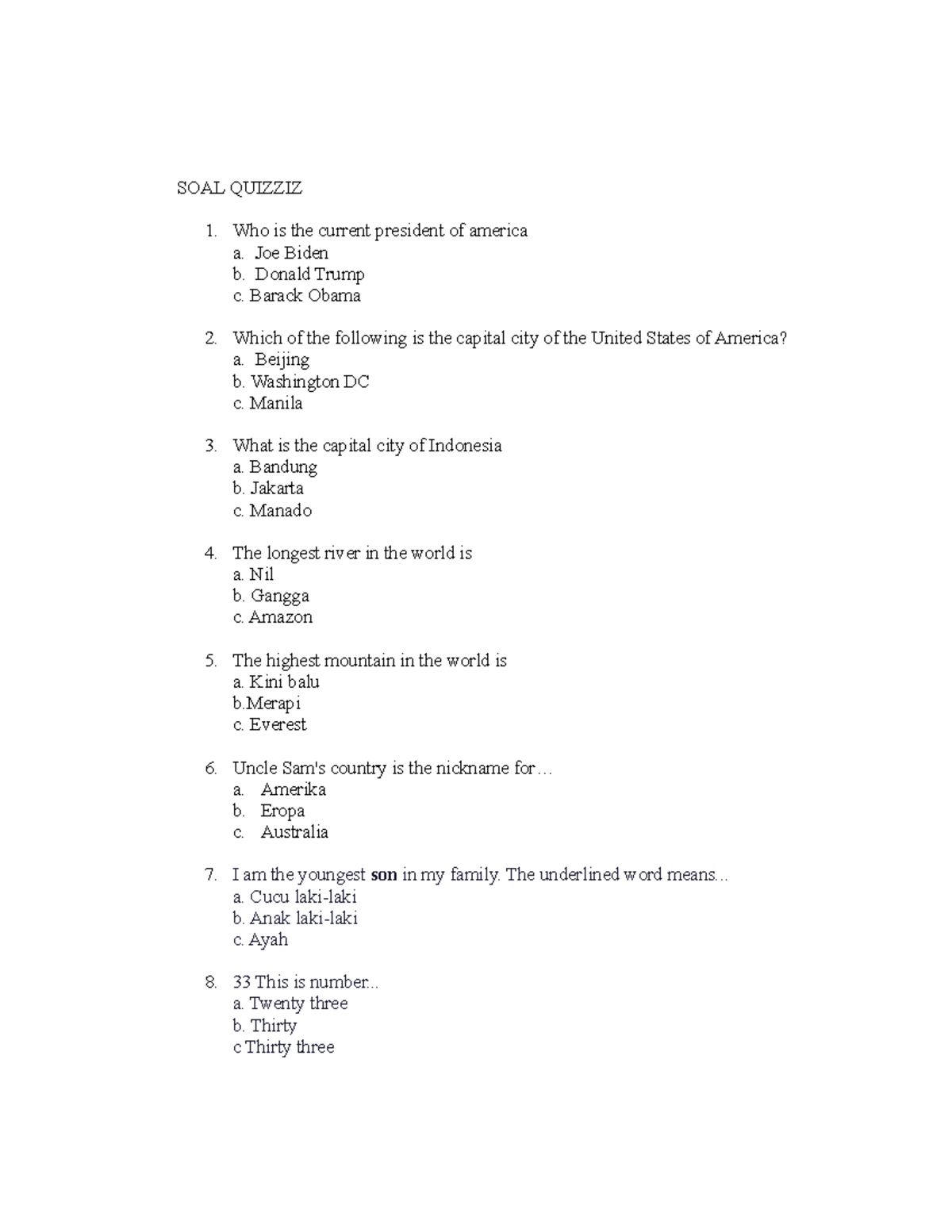 SOAL Quizziz - good example - SOAL QUIZZIZ Who is the current president ...