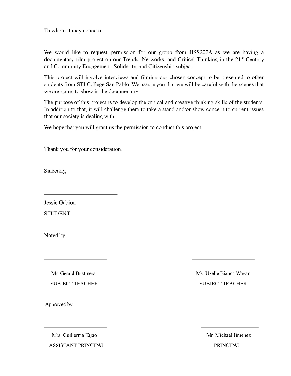 HEAD Office Consent grp3 - To whom it may concern, We would like to ...