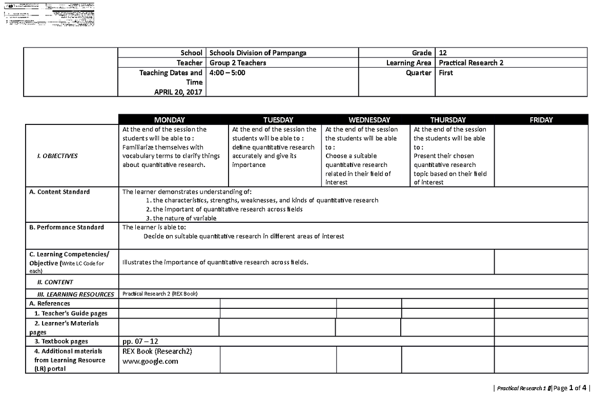 CS-RS-12-Ia-c-2 - Group 2 - School Schools Division of Pampanga Grade ...