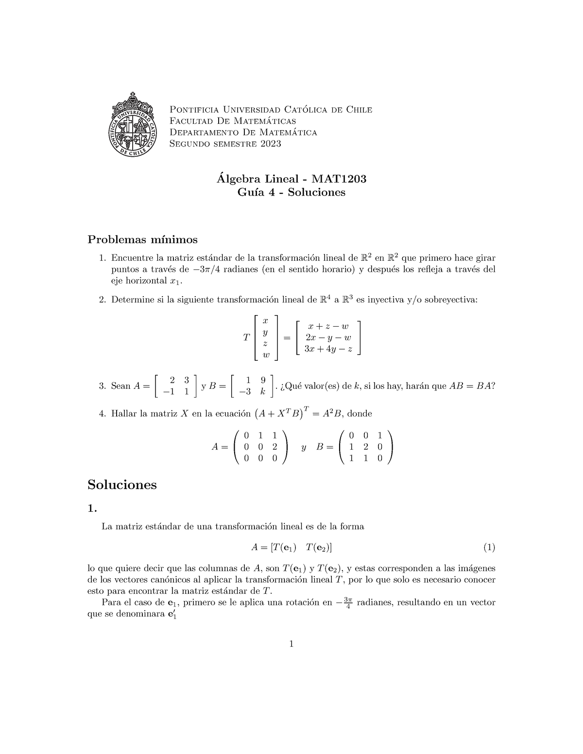 Ayudantia 4 - Pontificia Universidad Cat ́olica De Chile Facultad De ...