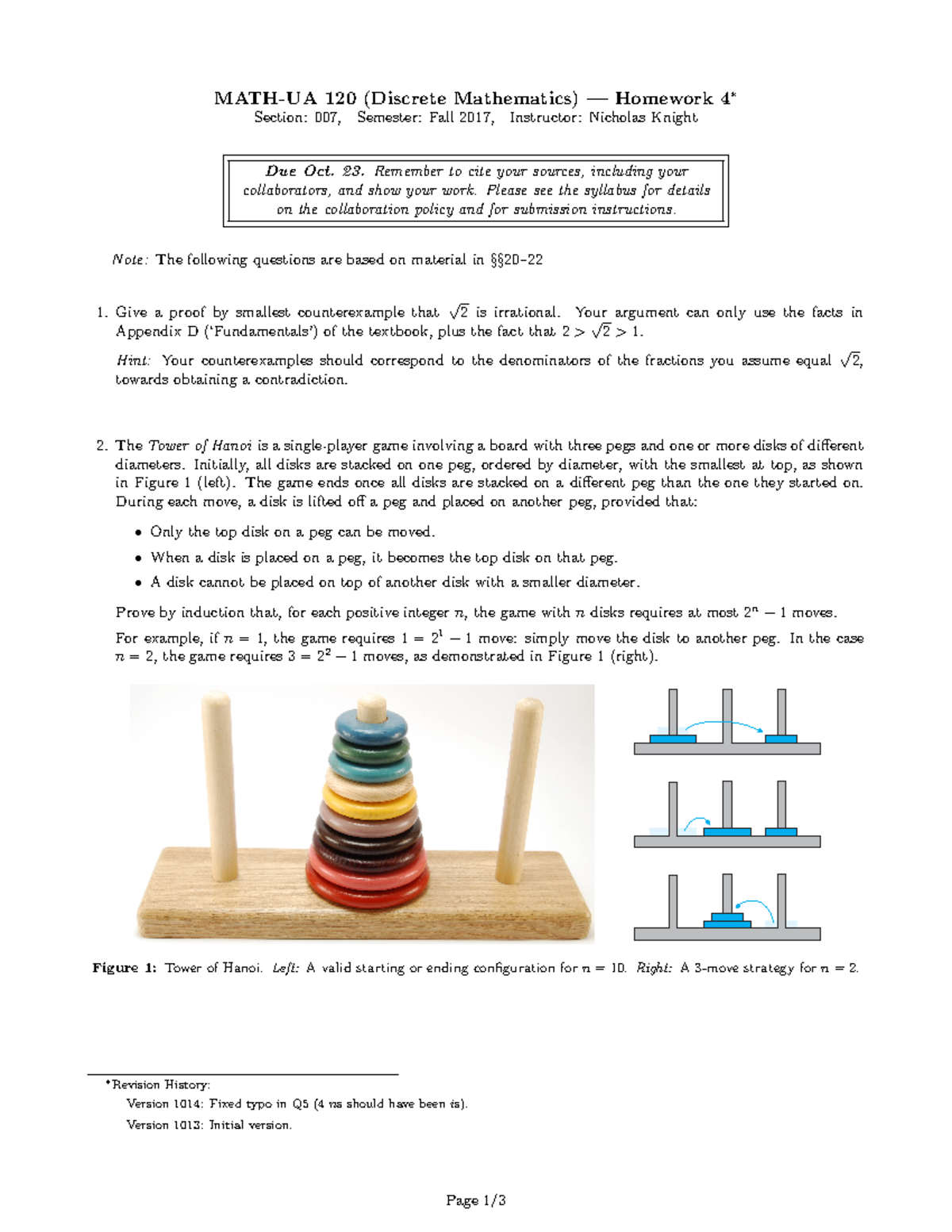 Homework 4 - Professor Knight HW #4 Fall 2017 - MATH-UA 120 (Discrete ...