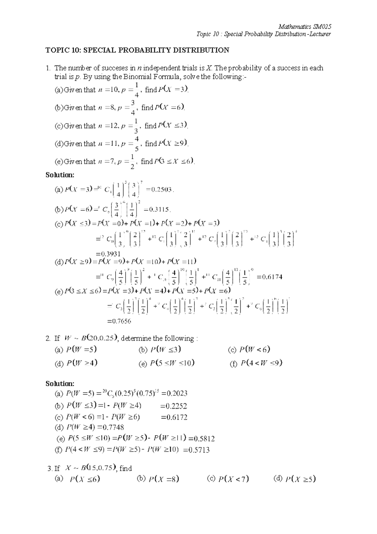 Topic 10 Lecturer - this is the best notes i can find - Topic 10 ...