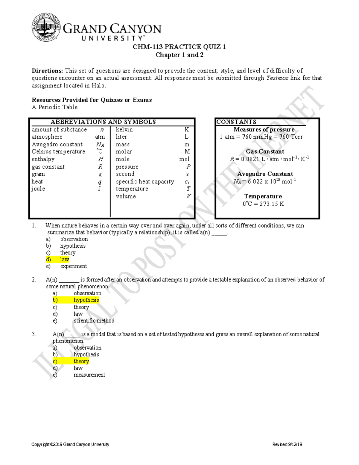 CHM-113 PQ1 Ch1 Ch2 08232023 - CHM-113 PRACTICE QUIZ 1 Chapter 1 and 2 ...