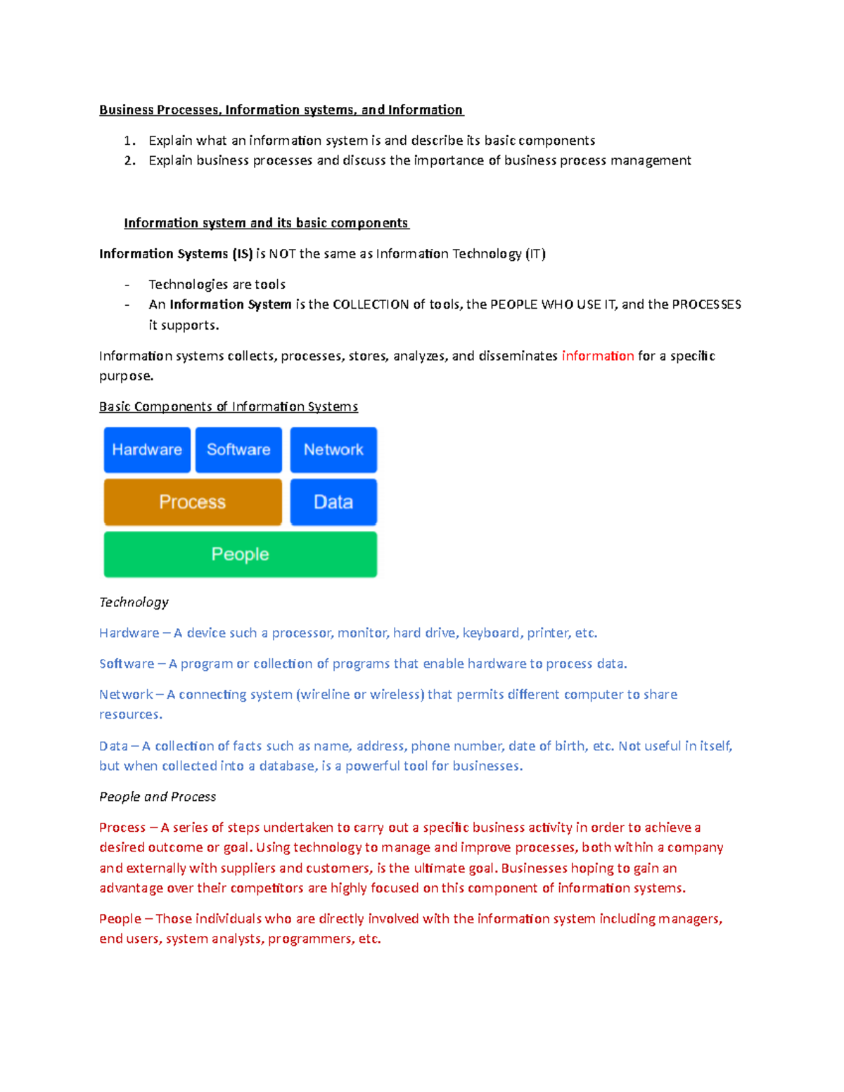 Business Processes Notes - Business Processes, Information systems, and ...