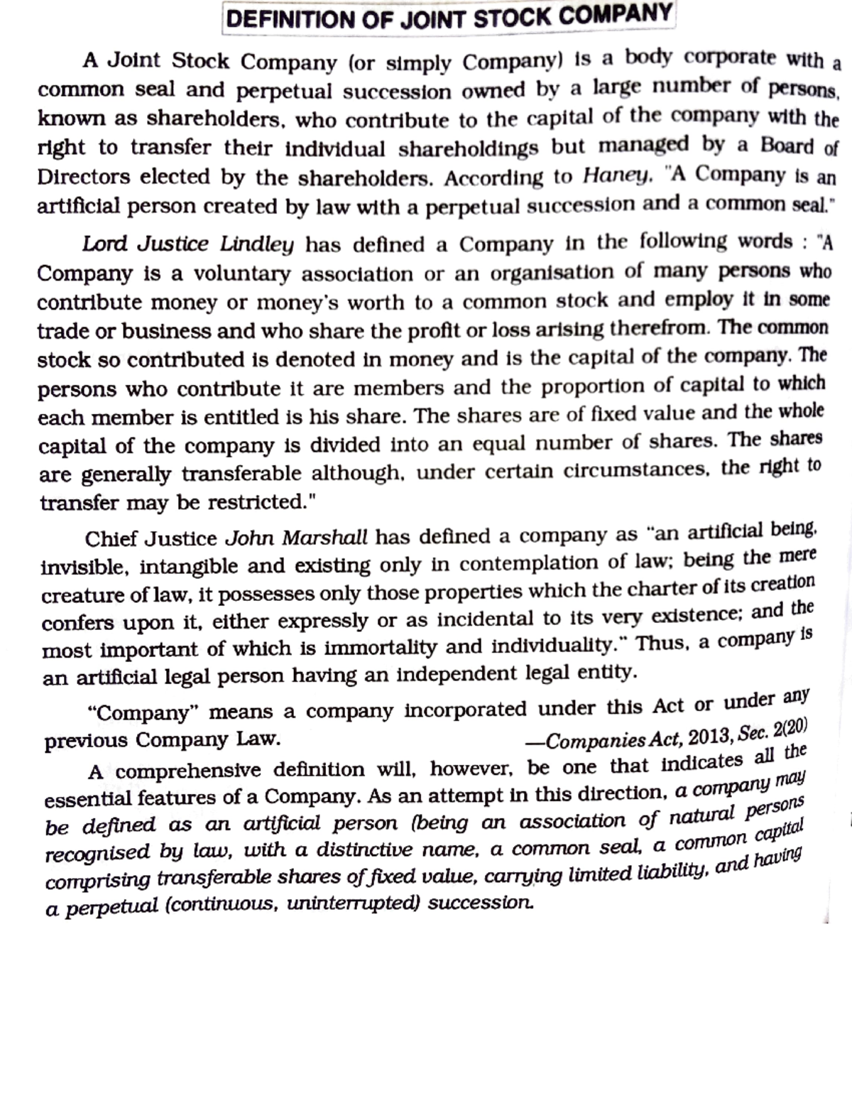 Definition of a company DEFINITION OF JOINT STOCK COMPANY A Joint