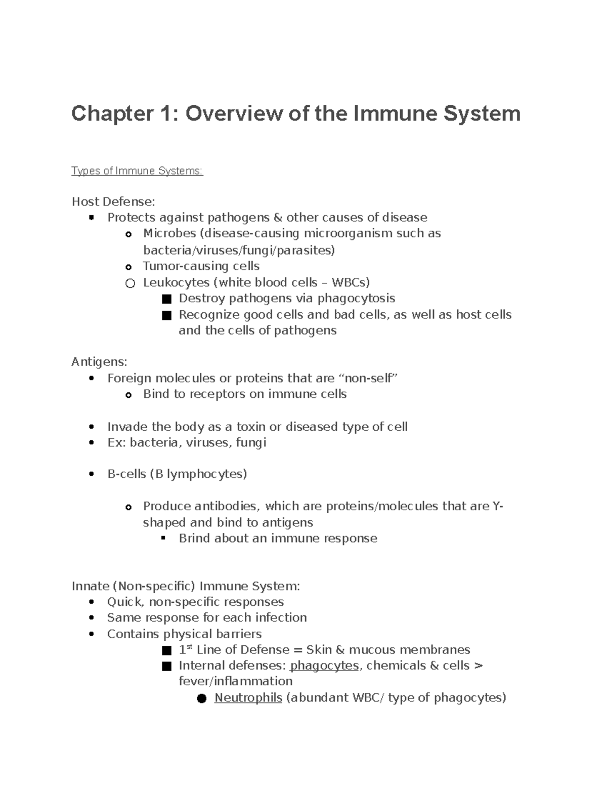 Immune system overview - Chapter 1: Overview of the Immune System Types ...