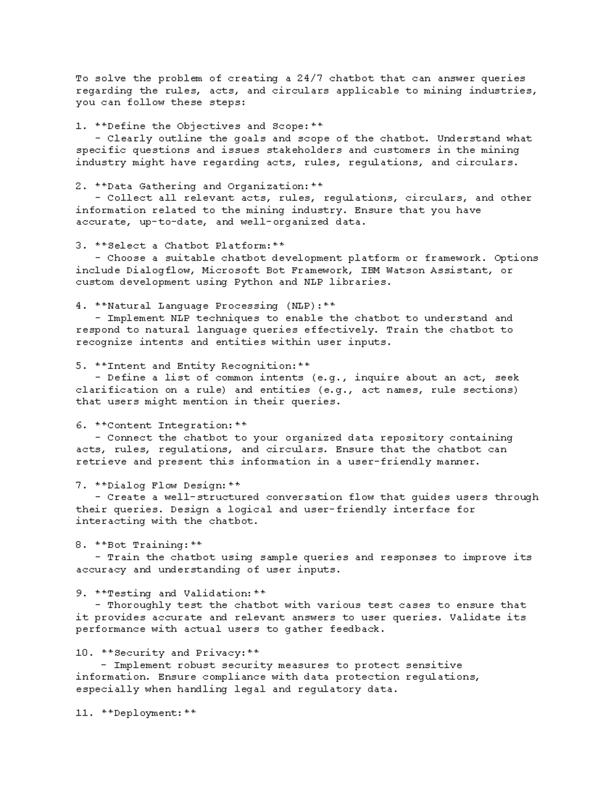 To solve the problem of creating a - Understand what specific questions ...