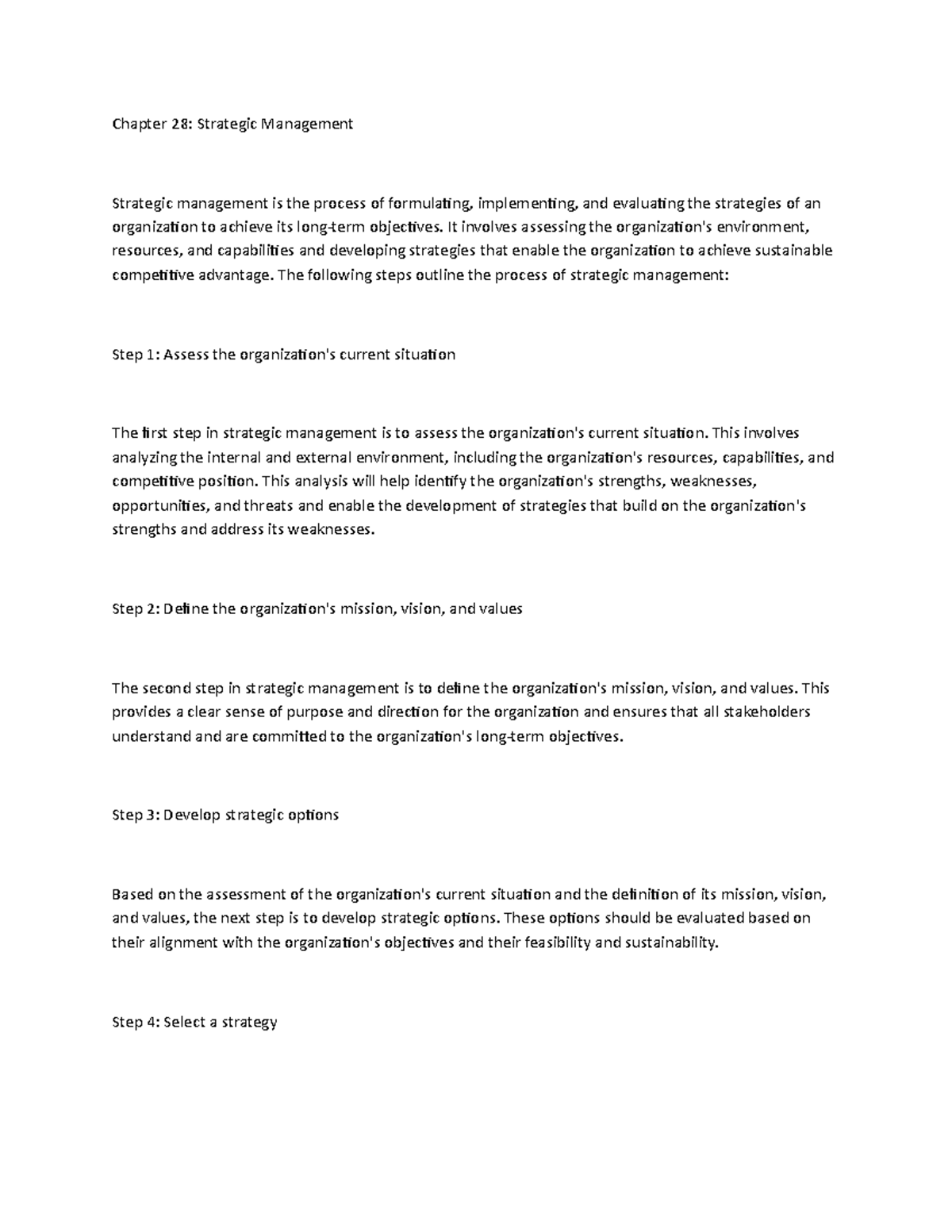 Chapter 28 Str-WPS Office - Chapter 28: Strategic Management Strategic ...