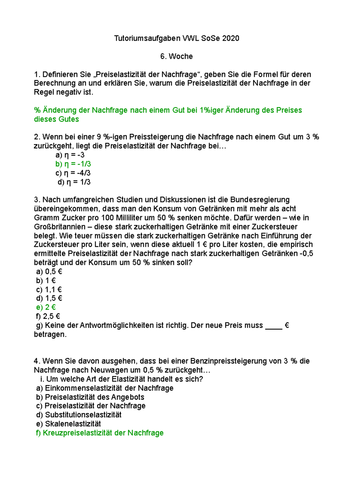Vwl Tutorium Woche 6 I Studocu
