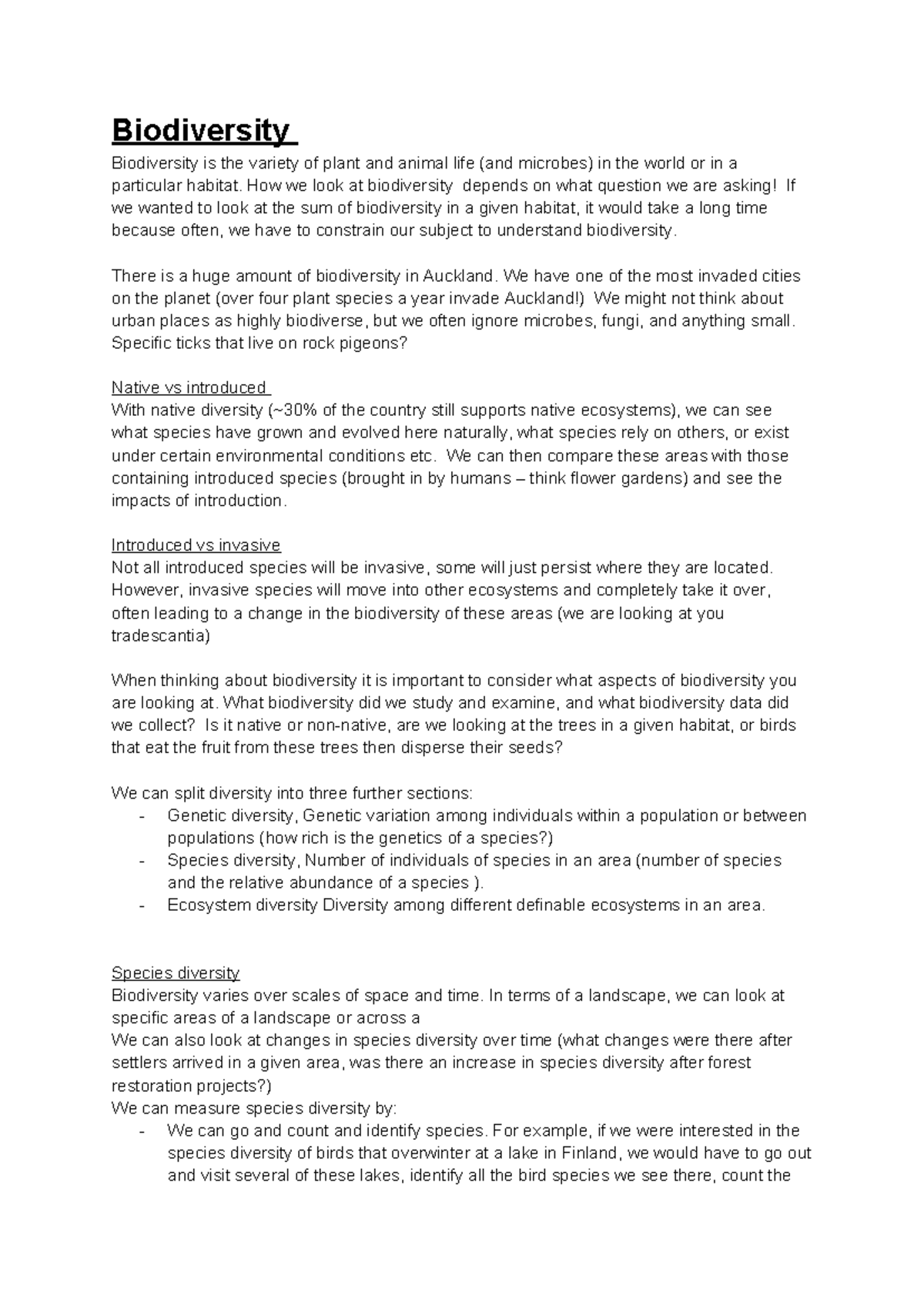 Microbiology Notes - Biodiversity Biodiversity is the variety of plant ...
