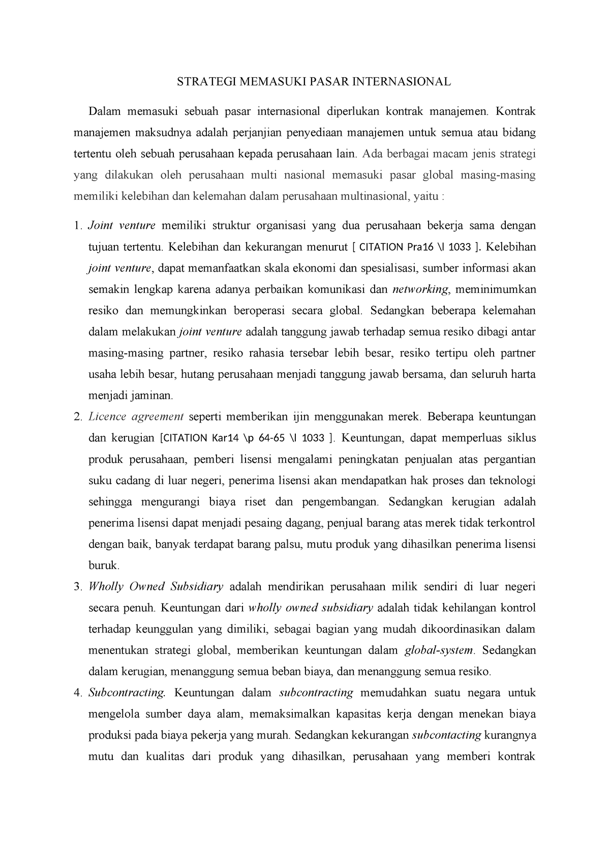 Strategi Memasuki Pasar Internasional - STRATEGI MEMASUKI PASAR ...