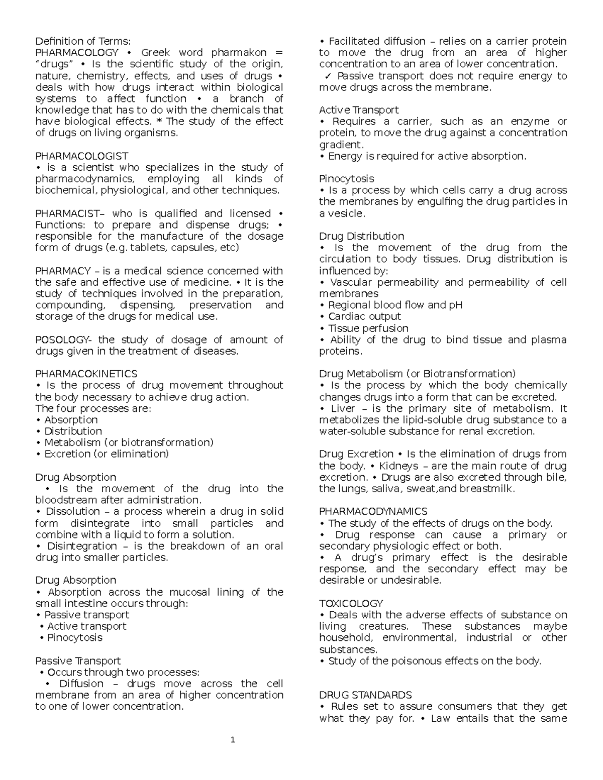 Pharma Notes Definition of Terms PHARMACOLOGY • Greek word