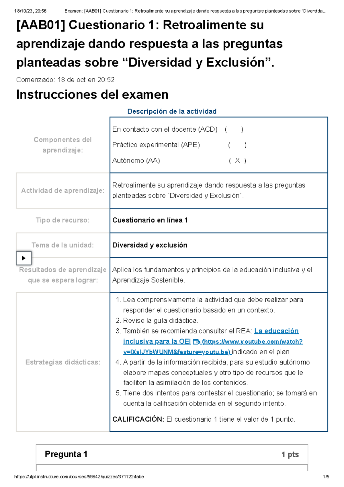 Examen [AAB01] Cuestionario 1 Retroalimente Su Aprendizaje Dando ...