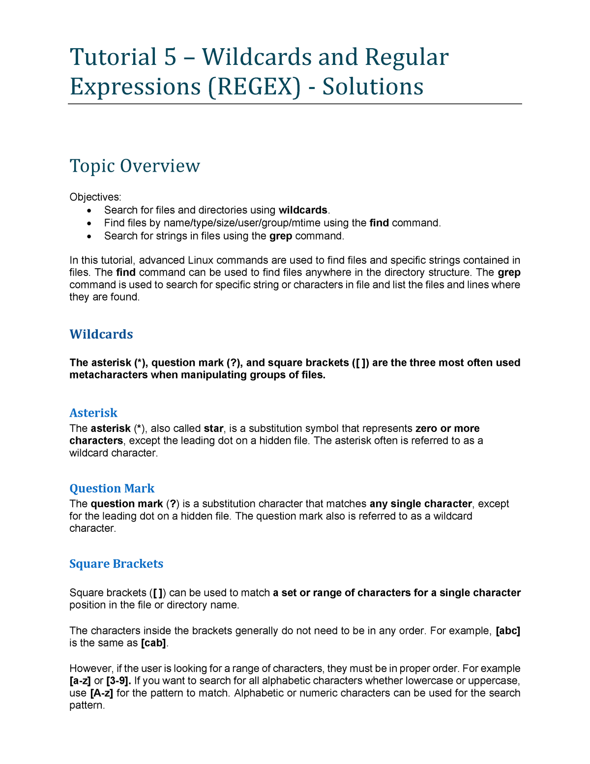 tutorial-5-solutions-for-unix-tutorial-5-wildcards-and-regular