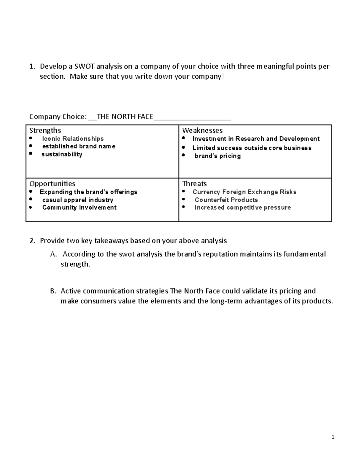 Marketing Management Outook4 - Develop a SWOT analysis on a company of ...