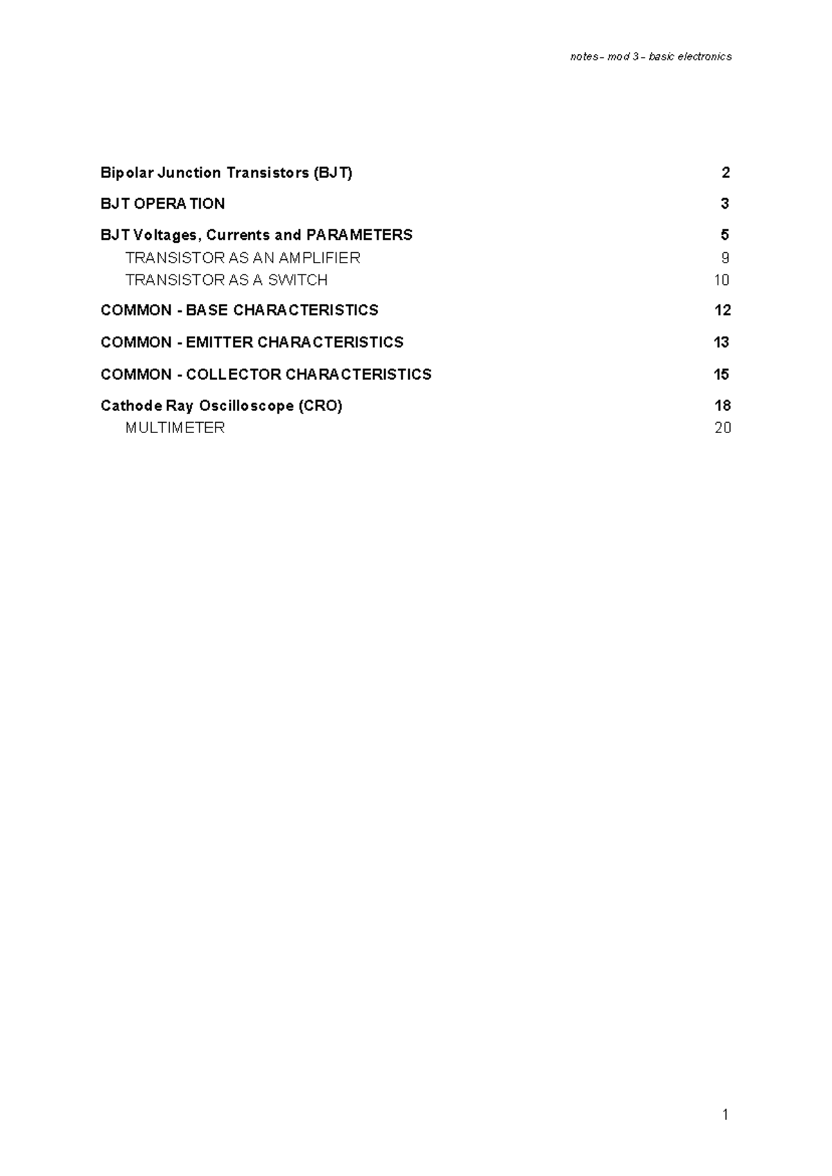 Module 2 EDC - Edc notes - Bipolar Junction Transistors (BJT) BJT ...
