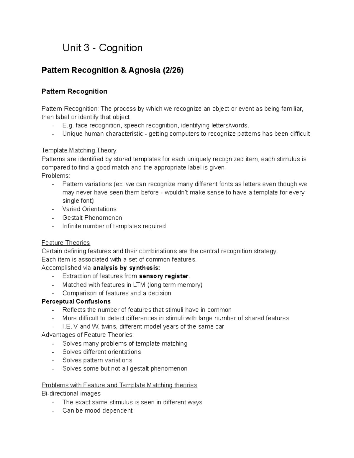 Unit 3 mbb - course has 3 different instructors - Unit 3 - Cognition ...
