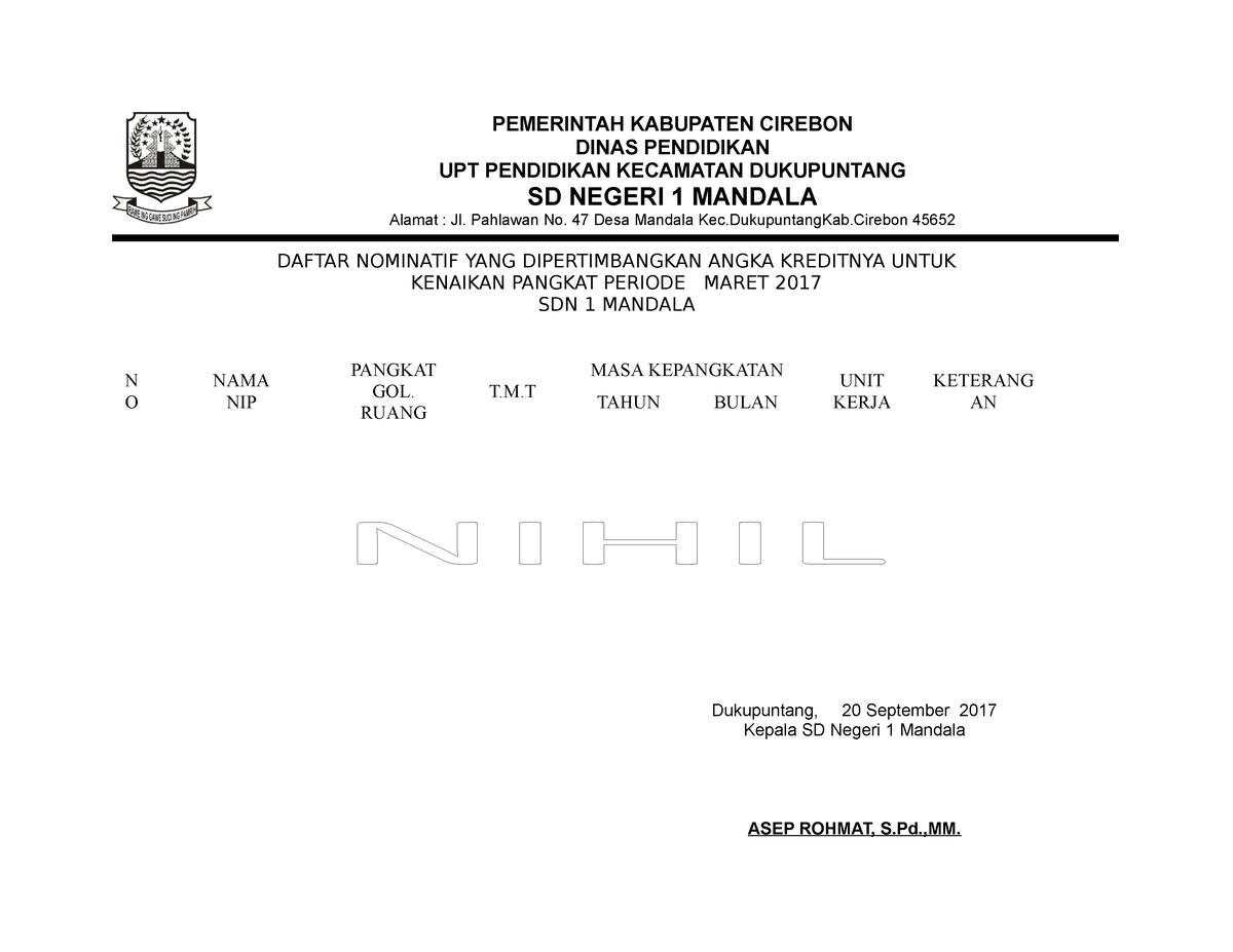 Daftar Nominatif - PEMERINTAH KABUPATEN CIREBON DINAS PENDIDIKAN UPT ...