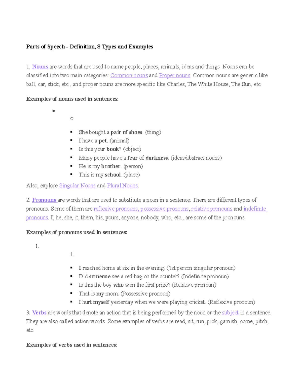 Parts of Speech - Nouns can be classified into two main categories ...